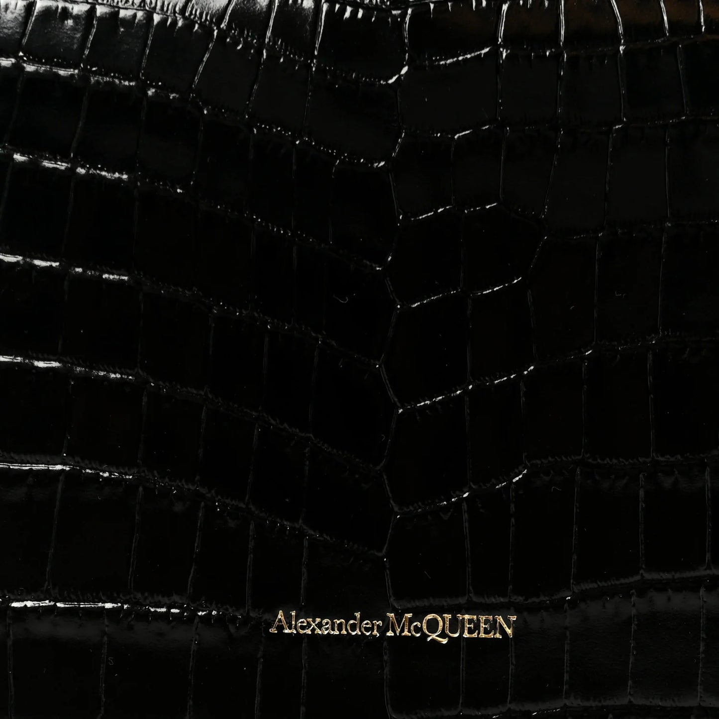 Alexander McQueen Calfskin Crocodile Embossed Skull Mini Shoulder Bag Black