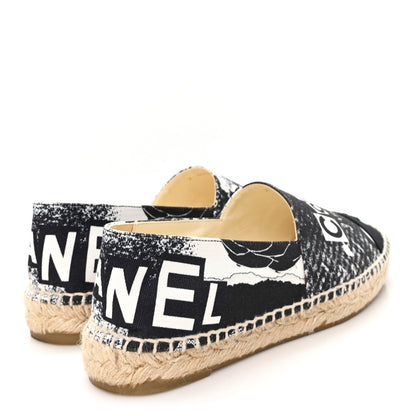 Printed Canvas Grosgrain 31 Rue Cambon Espadrilles 37 Black White