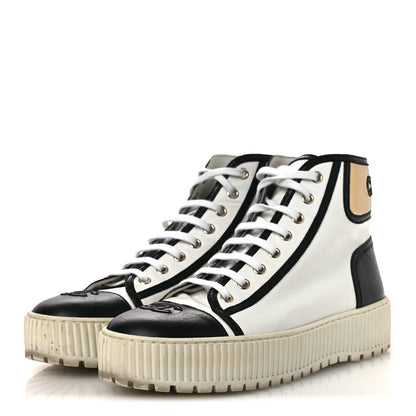 Aged Calfskin Lace Up Cap Toe Sneakers 39.5 White Gold