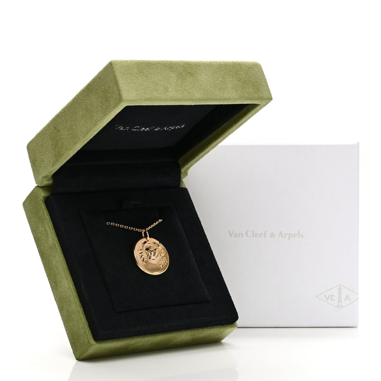 18K Yellow Gold Zodiac Cancer Pendant Necklace