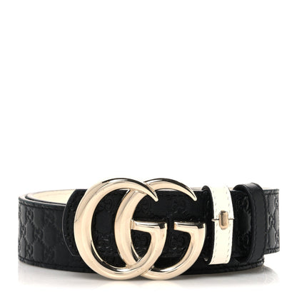 Guccissima Double G Reversible Belt 75 30 Black White
