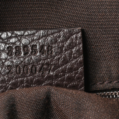Calfskin Bamboo Top Handle Tote Dark Brown