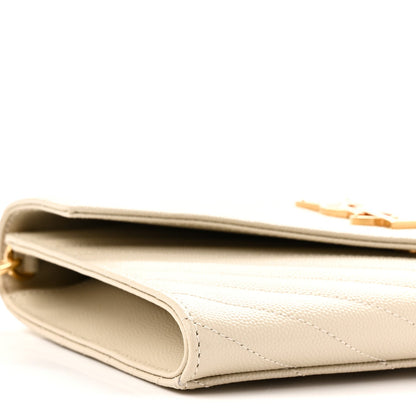 Grain De Poudre Matelasse Chevron Monogram Envelope Clutch Crema Soft