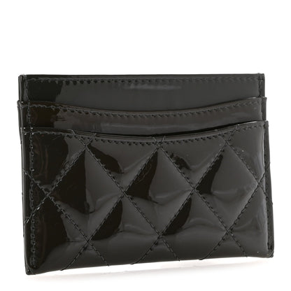 Patent Quilted Card Holder Dark Grey