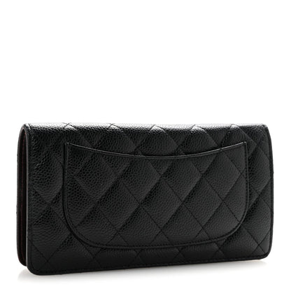 Caviar Quilted Yen Wallet Black