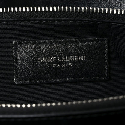 Calfskin Y Quilted Monogram Large Loulou Chain Satchel Black