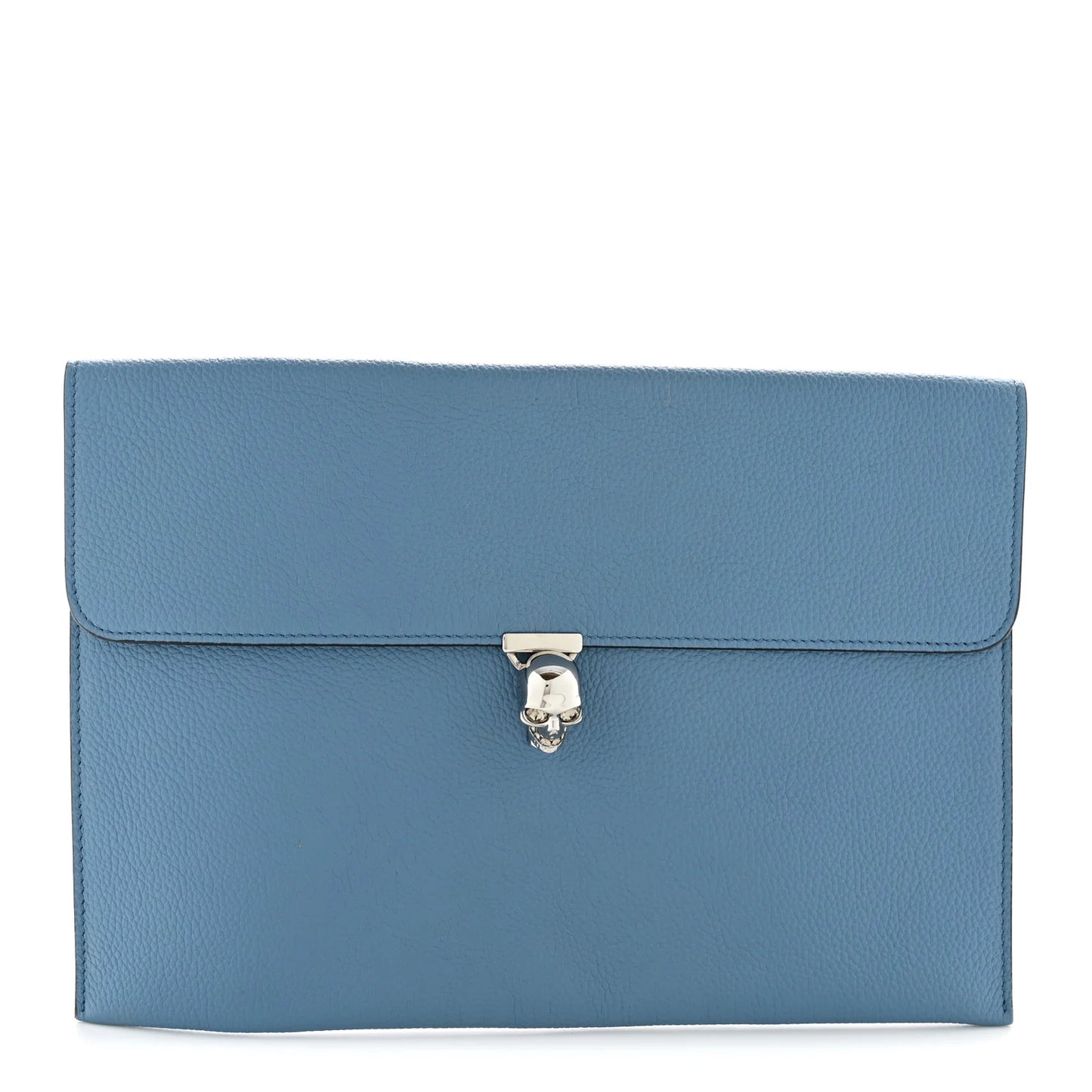 Alexander McQueen Calfskin Skull Envelope Clutch Blue