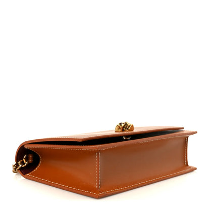 Alexander McQueen Calfskin Mini Skull Chain Crossbody Bag Caramel Tan