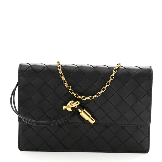 Nappa Intrecciato Andiamo Pouch On Chain Black