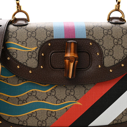 GG Supreme Monogram Studded Calfskin 100 Centennial Geometric Medium Bamboo 1947 Top Handle Bag Beige Ebony Multicolor