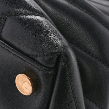 Calfskin Y Quilted Monogram Large Loulou Chain Satchel Black