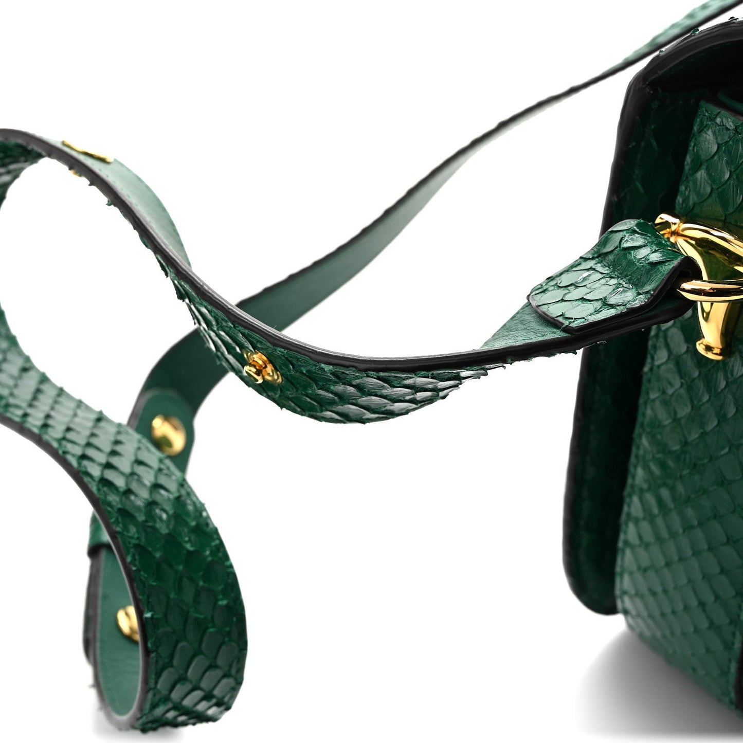 Snakeskin Horsebit 1955 Shoulder Bag Green