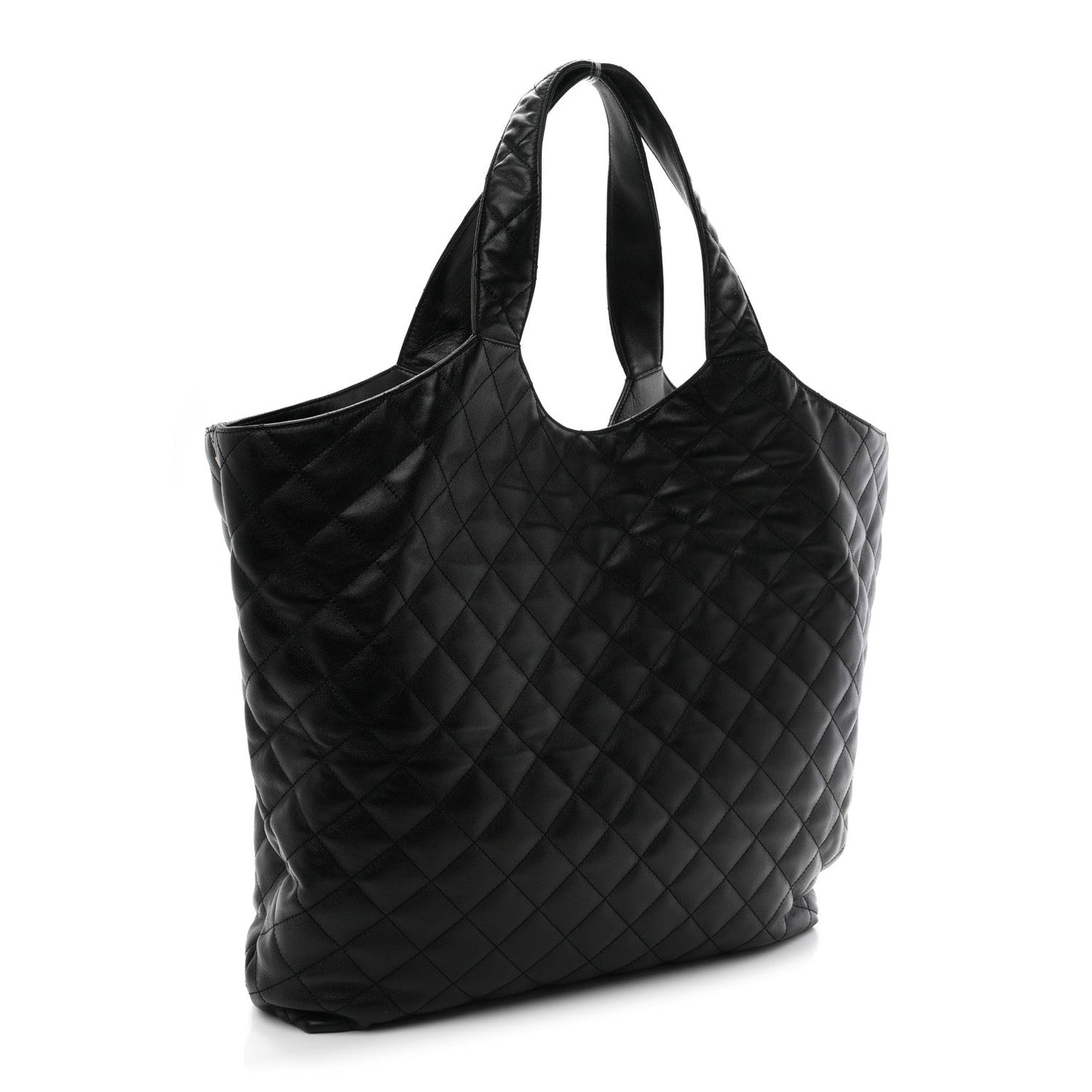 Lambskin Quilted Maxi Icare Shopping Tote Black