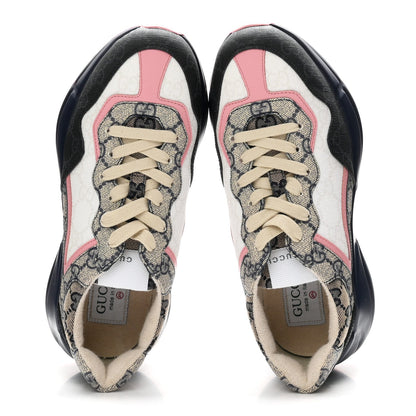 GG Supreme Monogram Mix Monogram Womens Rhyton Sneakers 37.5 Black Blue