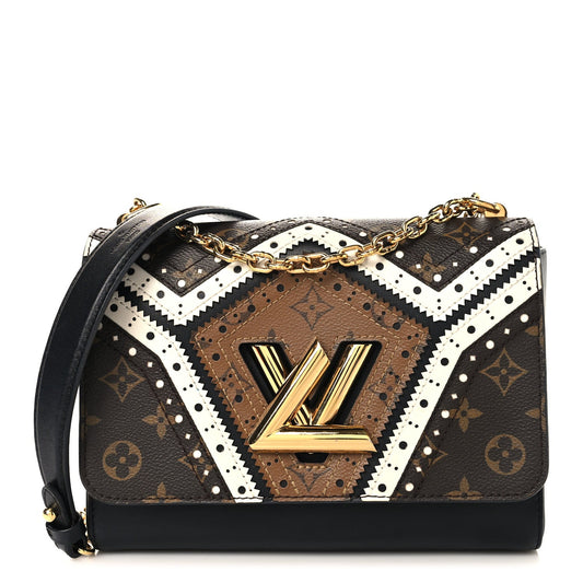 Veau Satin Monogram Twist Shoulder Bag MM Black