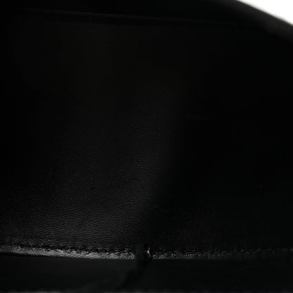 Shiny Calfskin Crocodile Embossed Small Hourglass Top Handle Bag Black