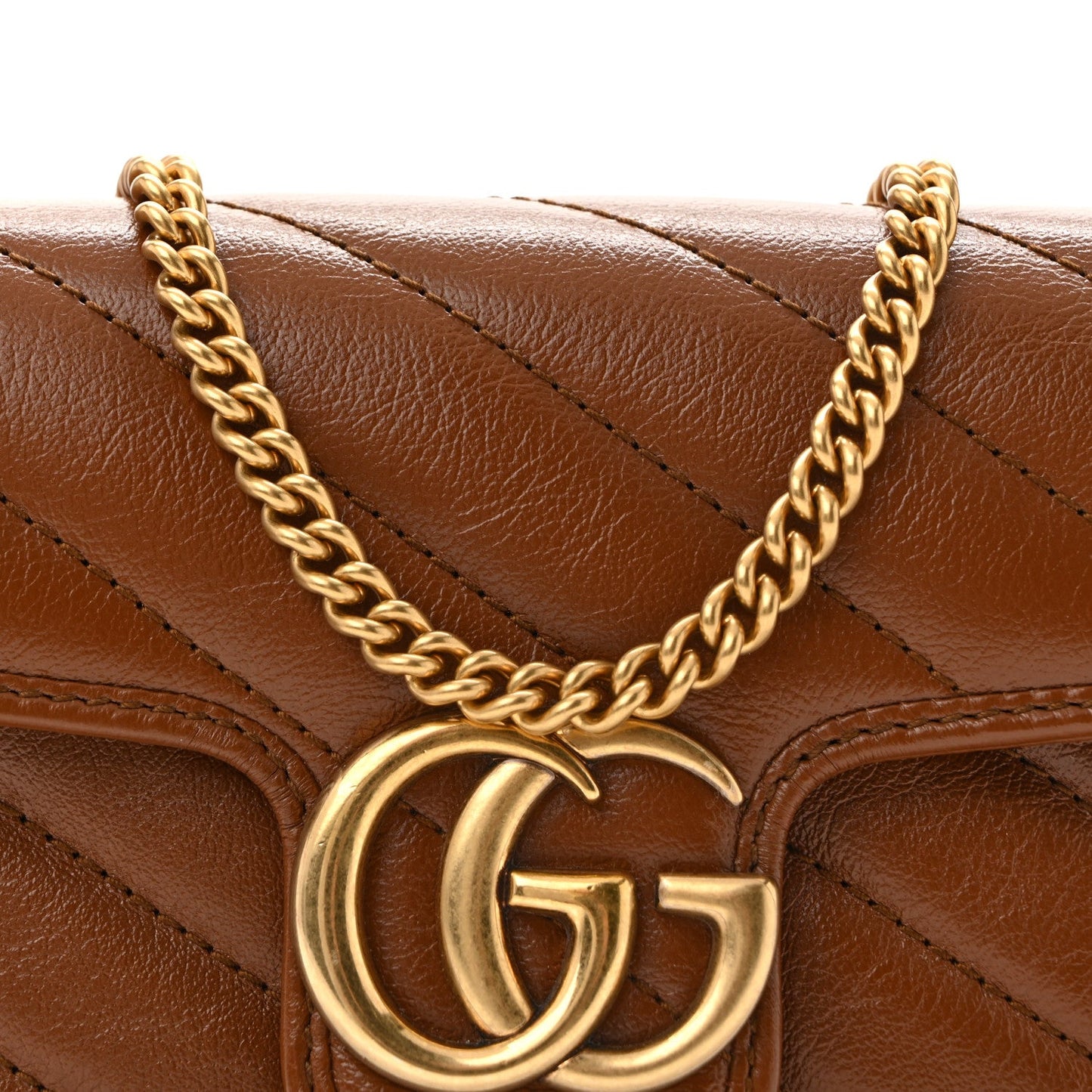 Azalea Calfskin Matelasse Diagonal Super Mini GG Marmont Shoulder Bag Cuir
