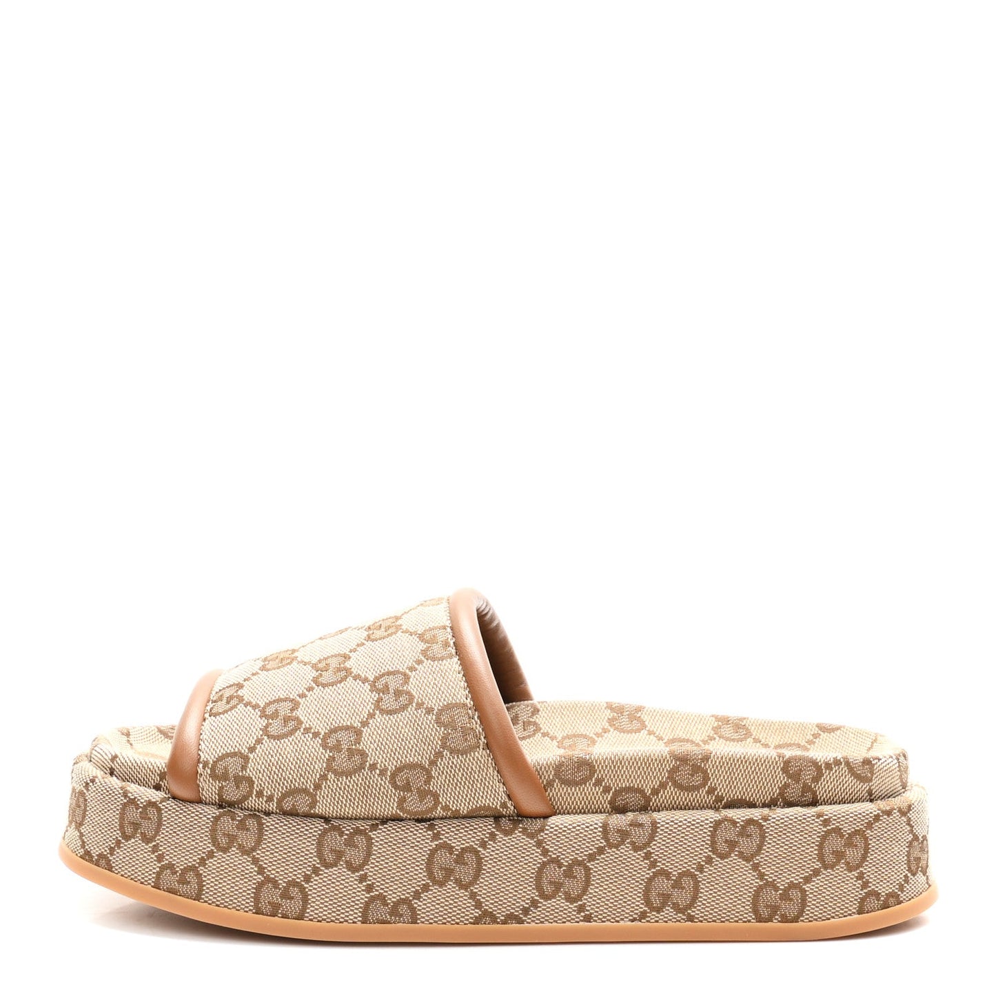Original GG Canvas Monogram Womens GG Platform Sandals 36.5 Beige Ebony Sundial