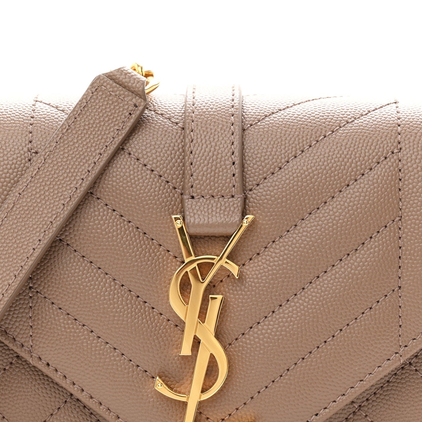 Grain De Poudre Textured Mixed Matelasse Triquilt Small Monogram Satchel Taupe