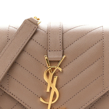 Grain De Poudre Textured Mixed Matelasse Triquilt Small Monogram Satchel Taupe