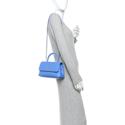 Caviar Quilted Mini Coco Handle Flap Blue
