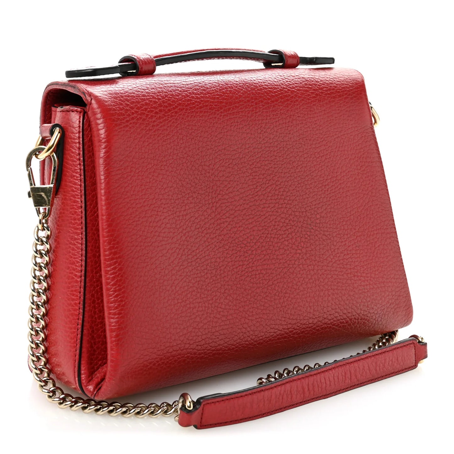Gucci Dollar Calfskin Interlocking G Top Handle Shoulder Bag Red