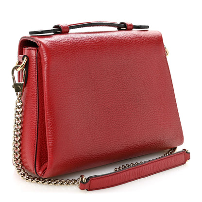 Gucci Dollar Calfskin Interlocking G Top Handle Shoulder Bag Red