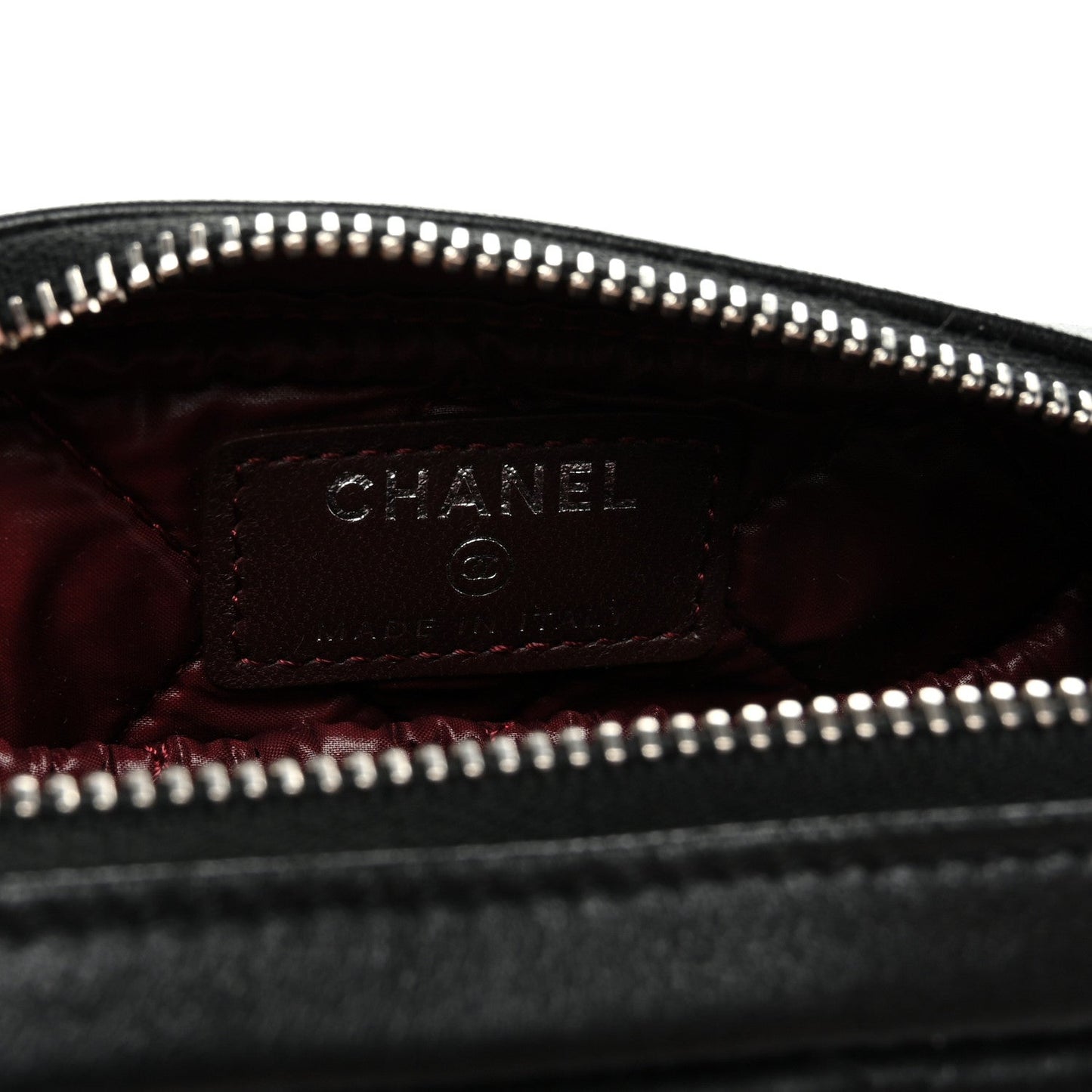 Lambskin Quilted Small Curvy Pouch Cosmetic Case Black