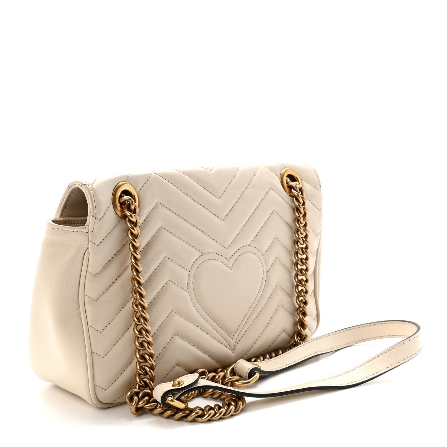Calfskin Matelasse Small GG Marmont Shoulder Bag White