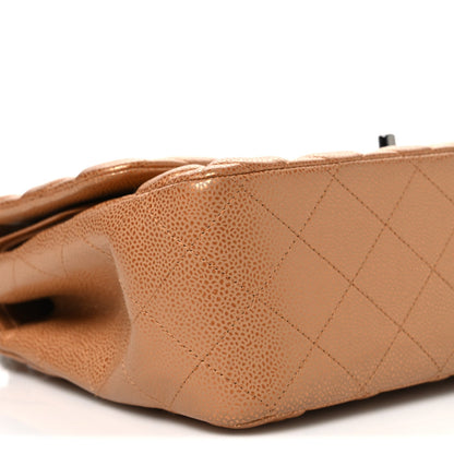 Metallic Caviar Quilted Jumbo Double Flap Copper