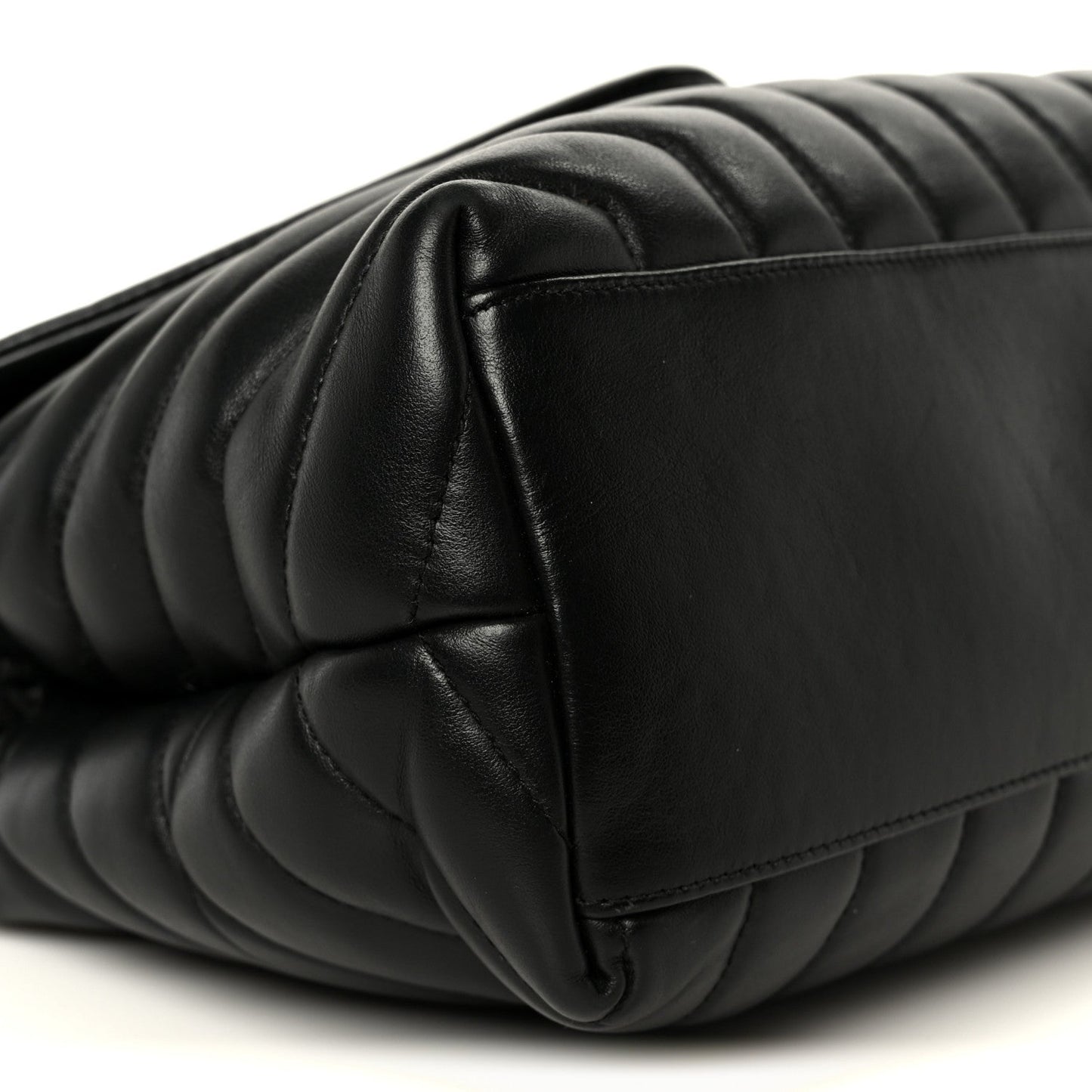 Calfskin Y Quilted Monogram Medium Loulou Chain Satchel Black