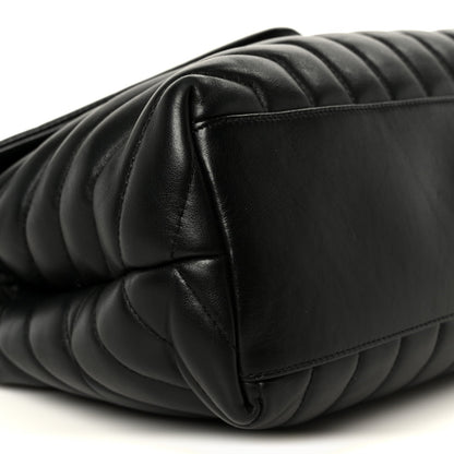 Calfskin Y Quilted Monogram Medium Loulou Chain Satchel Black