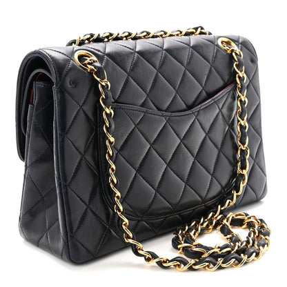 Lambskin Quilted Small Double Flap Bag Black