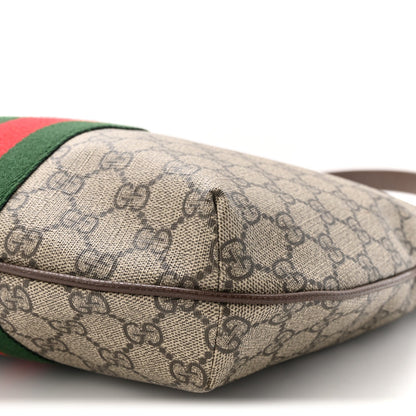 GG Supreme Monogram Web Small Ophidia Half Moon Hobo Brown