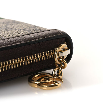 GG Supreme Monogram Web Ophidia Zip Around Wallet Brown
