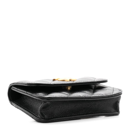 Caviar Quilted Belt Bag With Charms On Chain Black