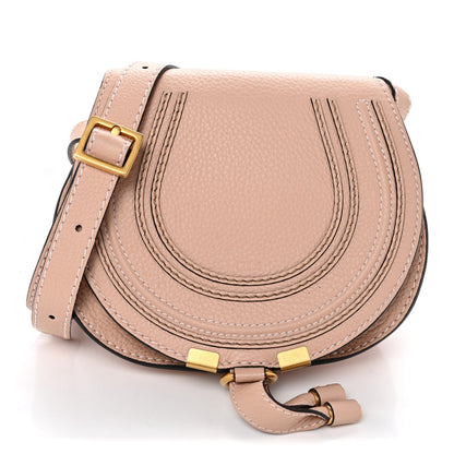 Grained Calfskin Mini Marcie Saddle Bag Blush Nude