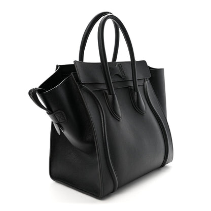 Drummed Calfskin Mini Luggage Black