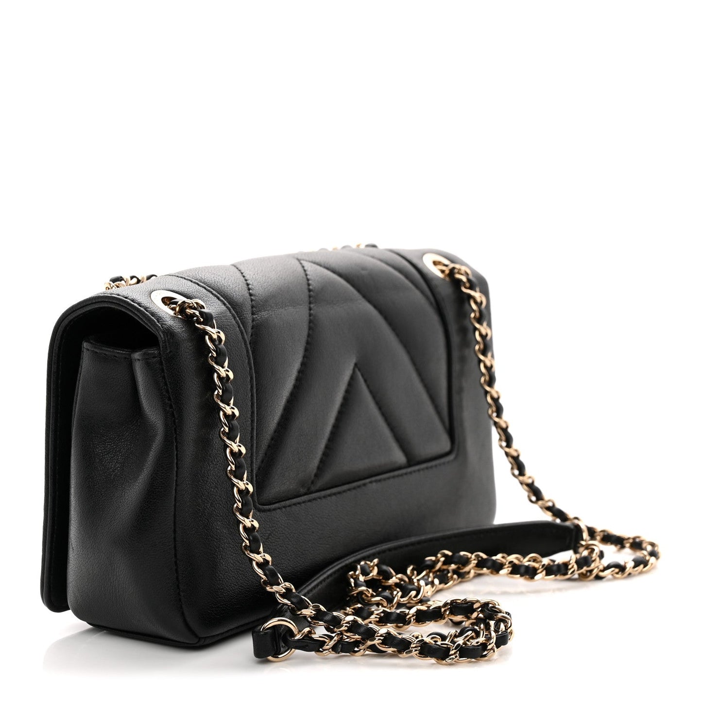 Sheepskin Chevron Quilted Medium Vintage Mademoiselle Flap Black