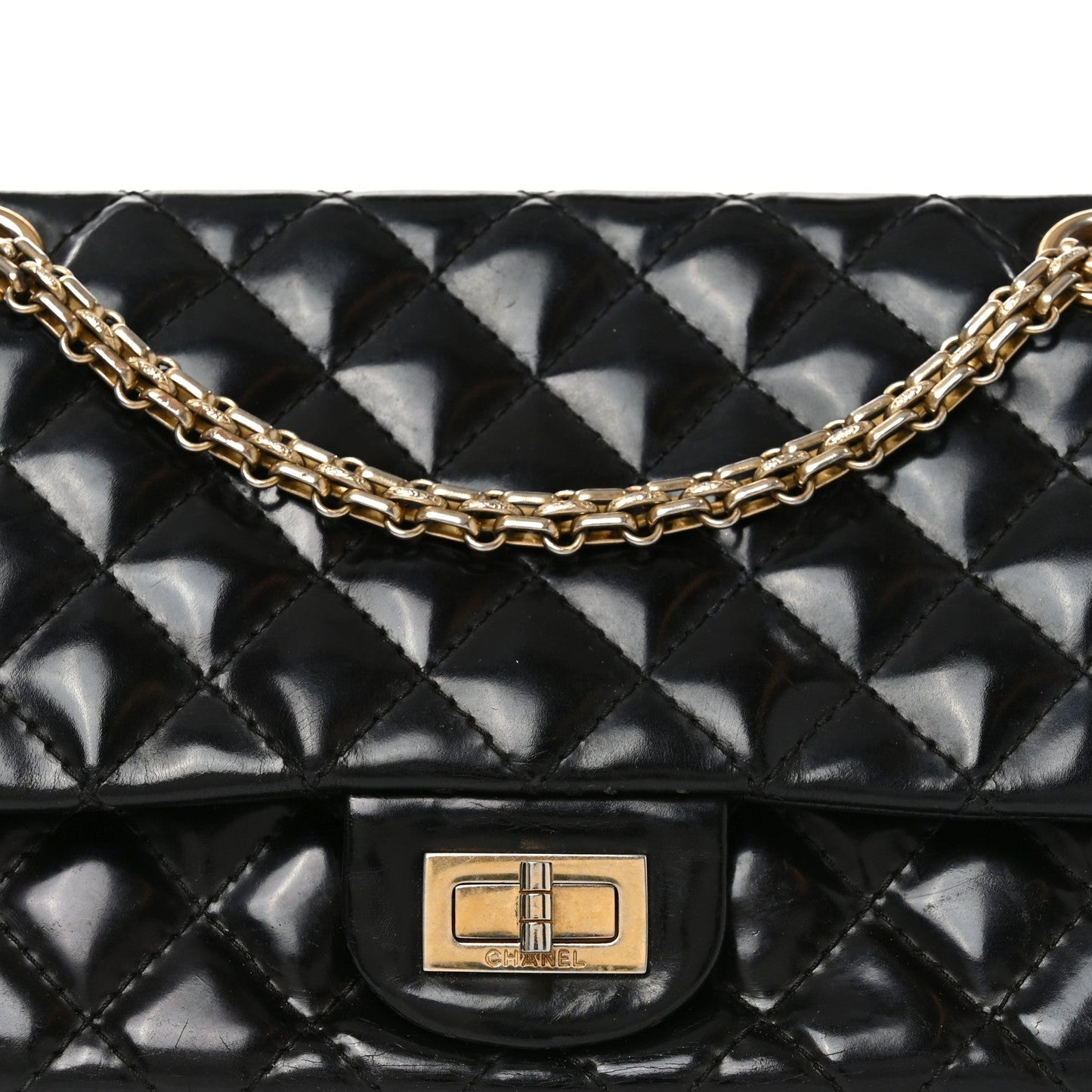 Patent Quilted Accordion Reissue 2.55 Flap Black