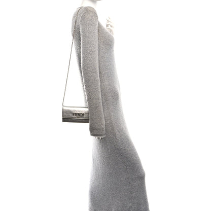 Metallic Calfskin Continental Wallet On Chain Argento