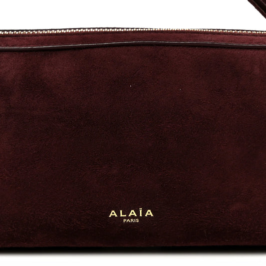 Alaia Suede Goatskin Teckel Clutch Rouge Grenat