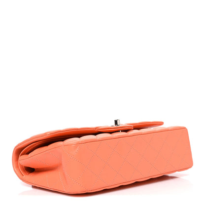 Lambskin Quilted Medium Double Flap Orange