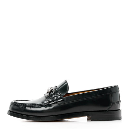 Gucci Mandala Goatskin Mens Horsebit Loafers 10 Black