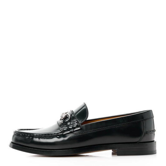 Gucci Mandala Goatskin Mens Horsebit Loafers 10 Black