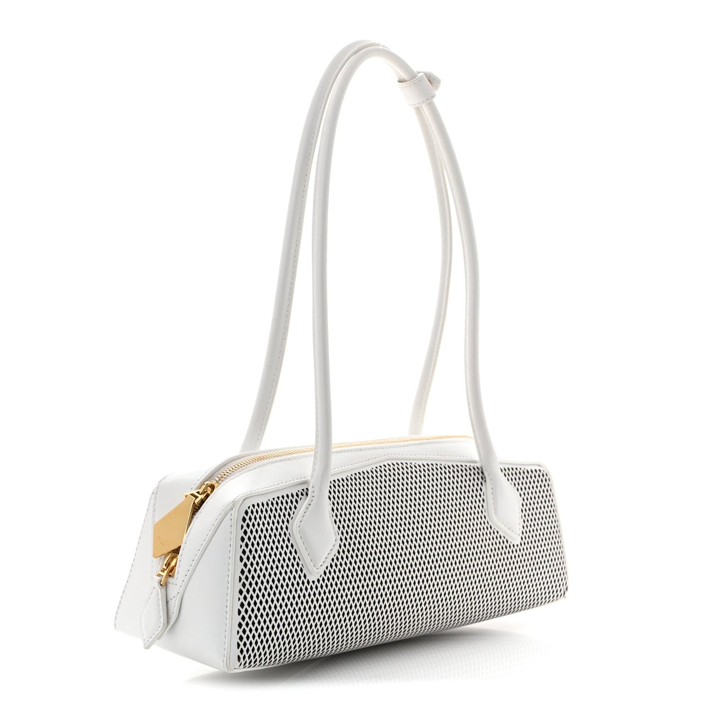 Fishnet Calfskin Laser Cut Medium Le Teckel Bag Blanc Optique