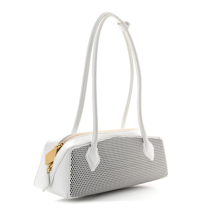 Fishnet Calfskin Laser Cut Medium Le Teckel Bag Blanc Optique