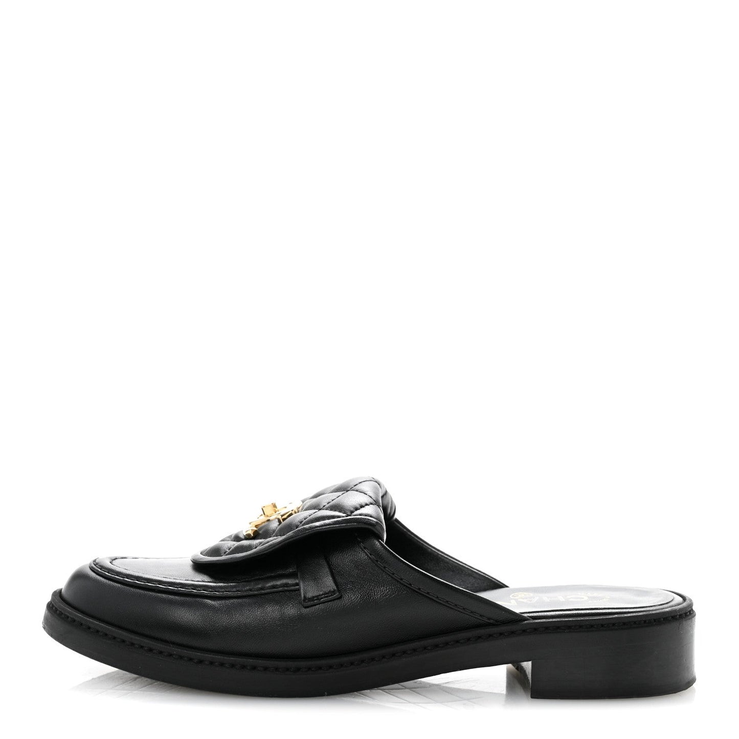 Lambskin Quilted CC Turnlock Mules 39.5 Black
