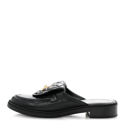 Lambskin Quilted CC Turnlock Mules 39.5 Black