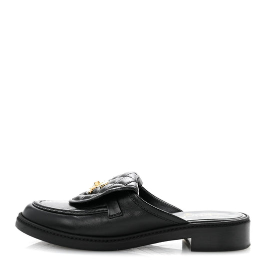 Lambskin Quilted CC Turnlock Mules 39.5 Black
